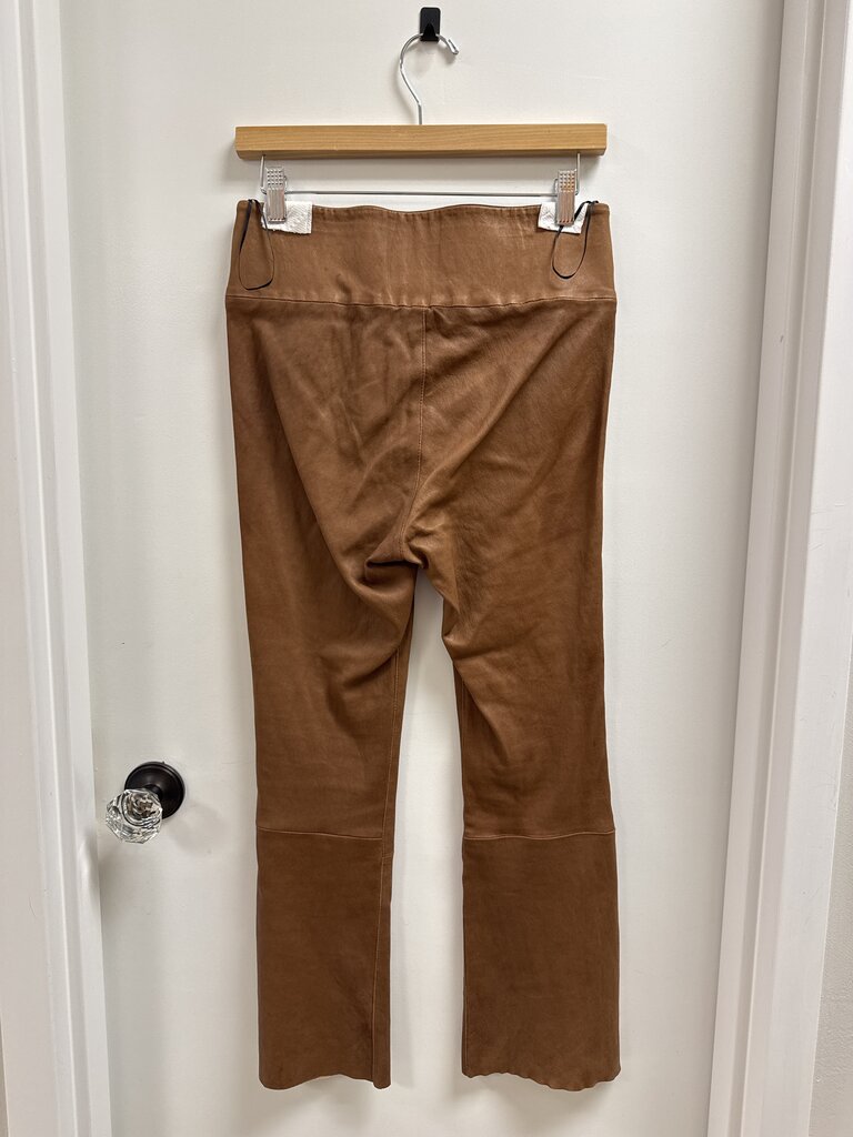 SPRWMN Brown Leather Cropped Flare Pant