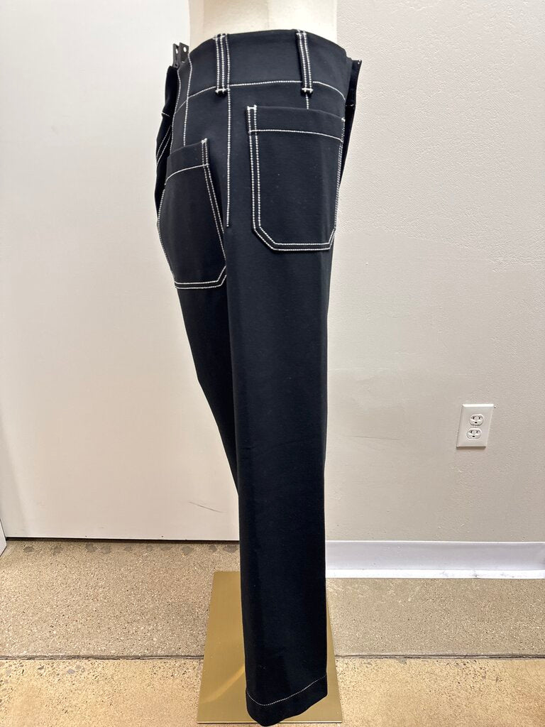 Maeve Black White Top Stitch Trouser