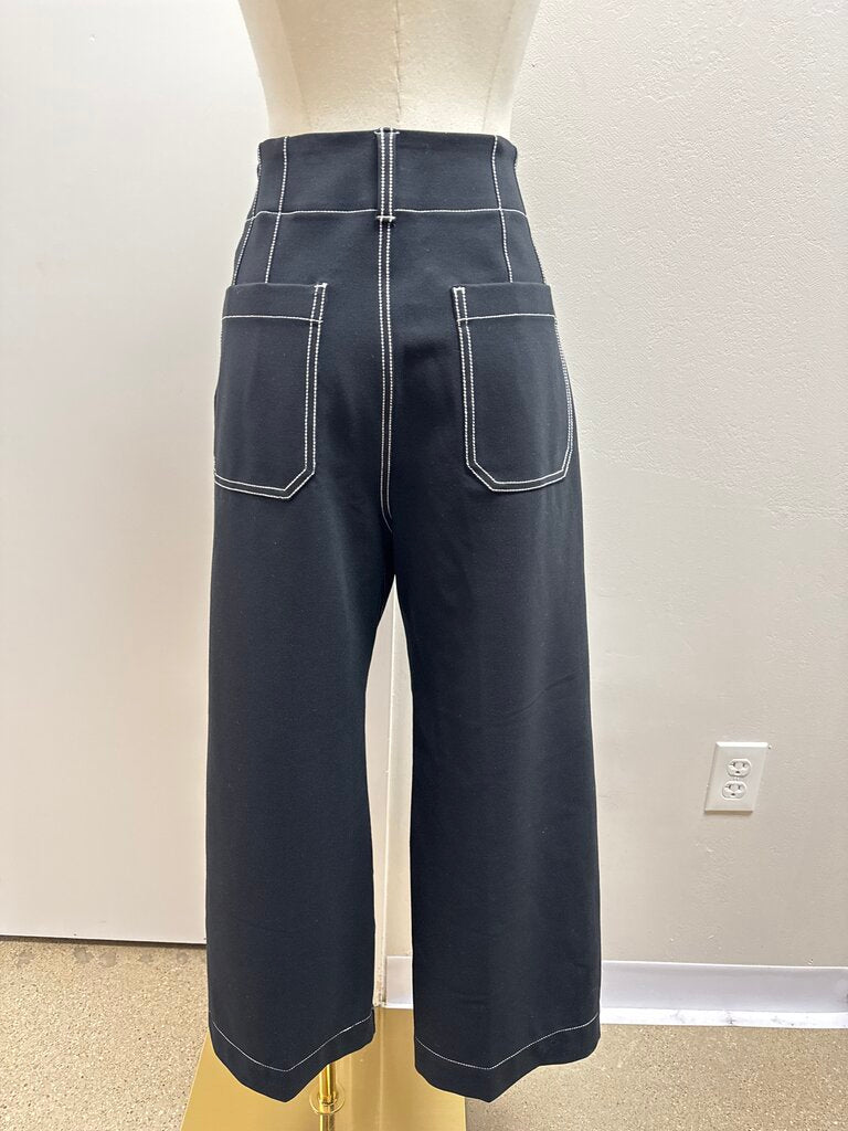 Maeve Black White Top Stitch Trouser