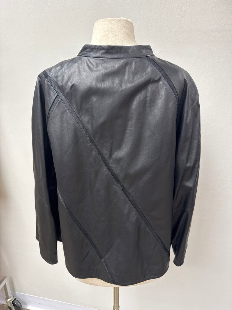 Lafayette 148 Black Leather Cropped Jacket NWT