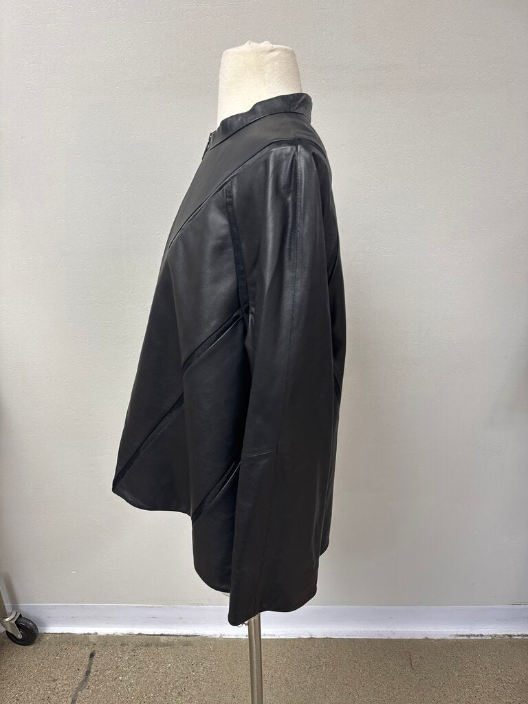 Lafayette 148 Black Leather Cropped Jacket NWT
