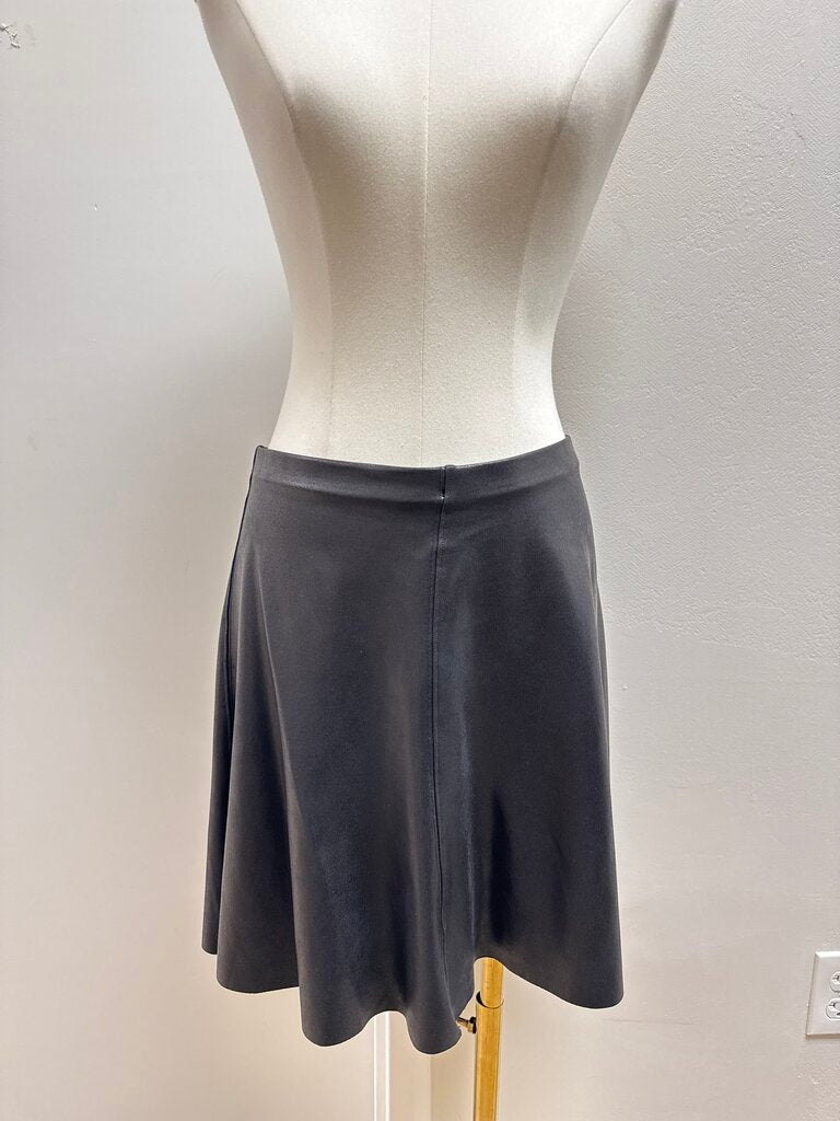 Spanx Black Faux Leather Mini Skater Skirt