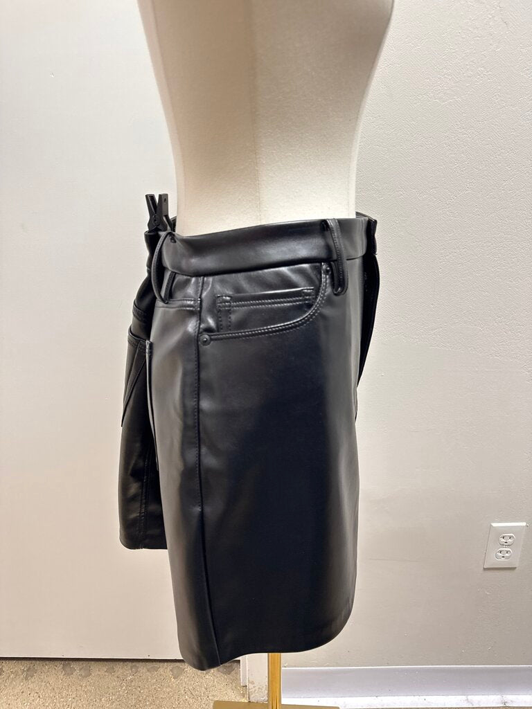 Good American Black Faux Leather Mini Skirt