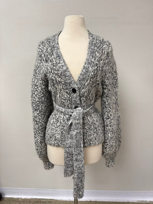 Ganni Black and White Marled Cardigan
