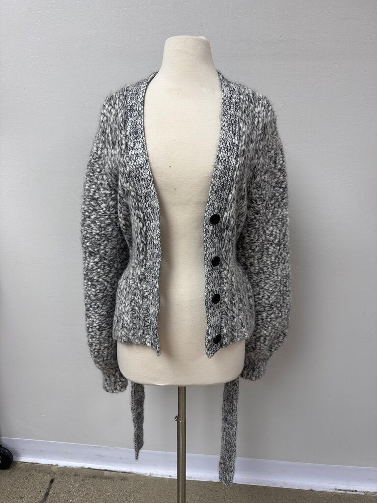 Ganni Black and White Marled Cardigan