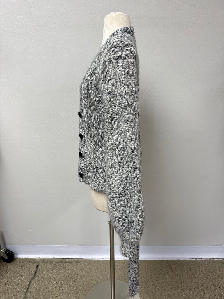 Ganni Black and White Marled Cardigan