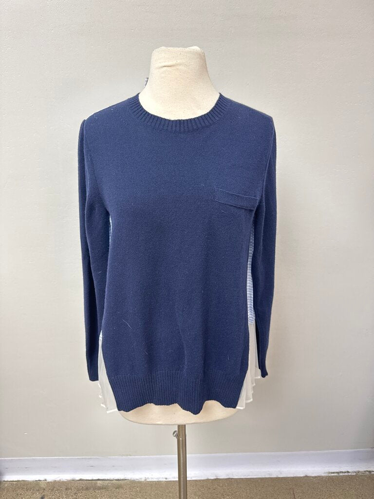 Sacai Blue Mixed Material Sweater
