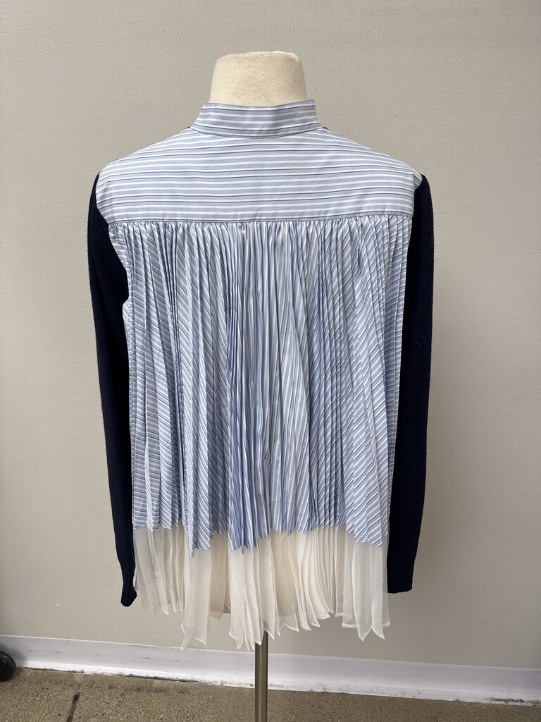 Sacai Blue Mixed Material Sweater