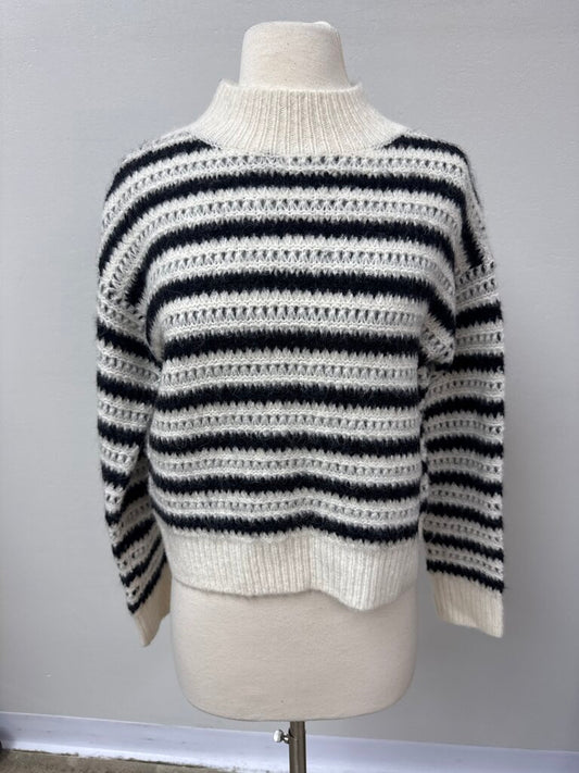 AllSaints Black and White Striped Sweater