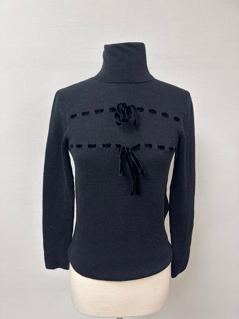 Red Valentino Black Velvet Ribbon Sweater