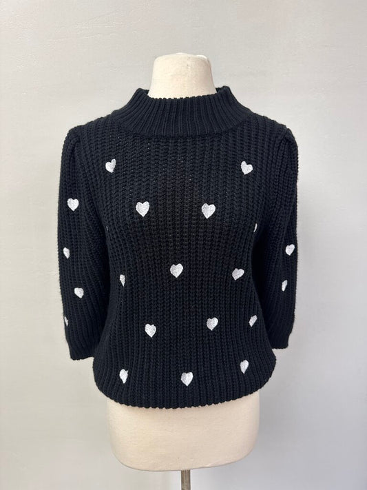 Anthropologie Black Heart Sweater