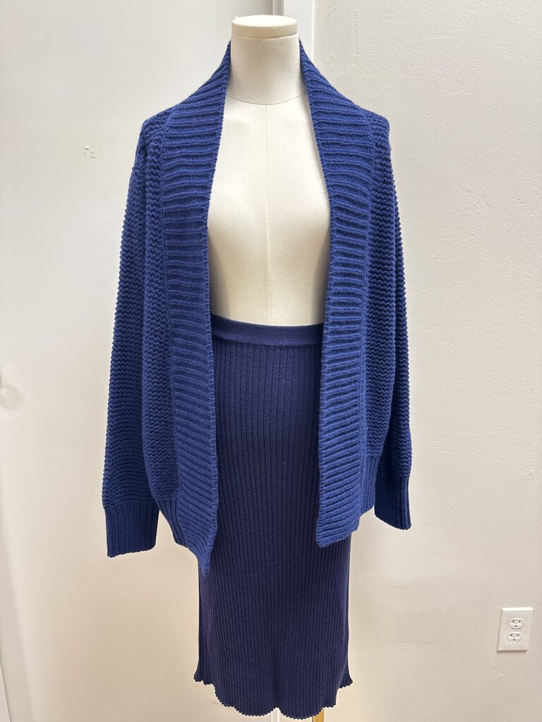 Luisa Spagnoli Blue Knit Cardigan and Skirt Set
