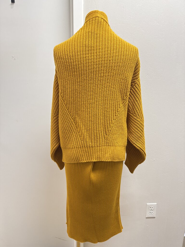 Luisa Spagnoli Mustard Knit Cardigan and Skirt Set