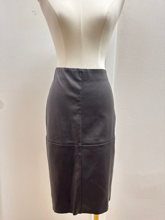 Max Mara Brown Faux Leather Skirt