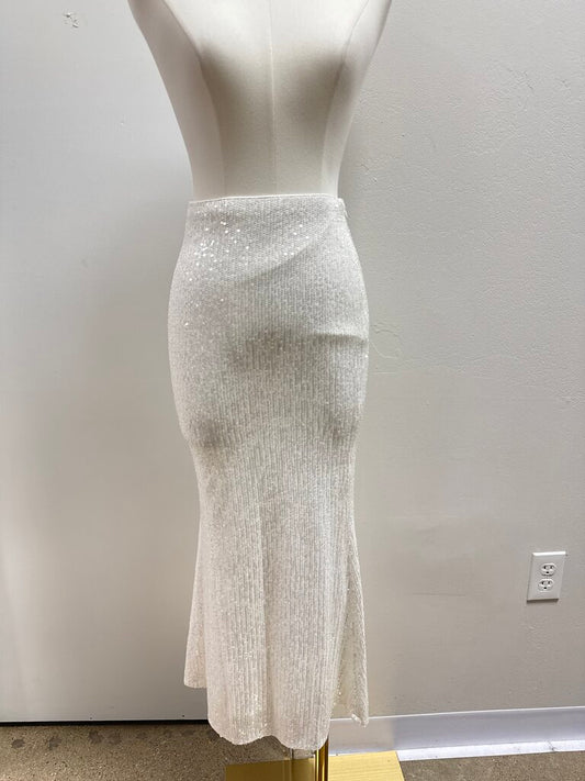 Endless Rose White Sequin Maxi Skirt NWT