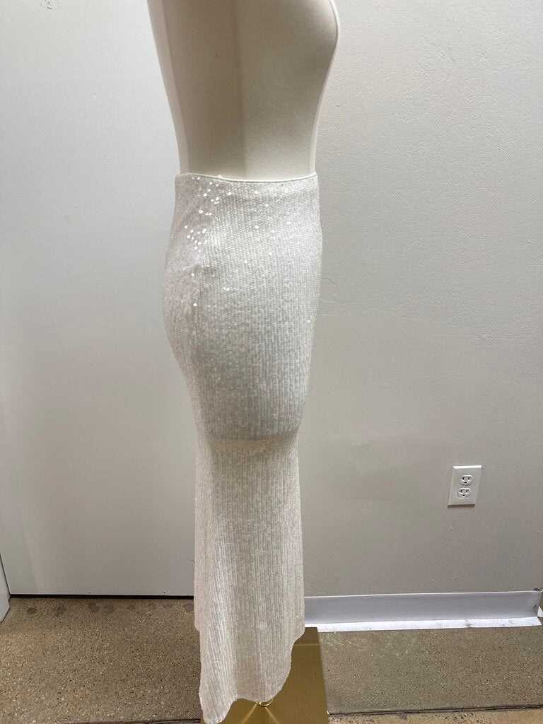 Endless Rose White Sequin Maxi Skirt NWT