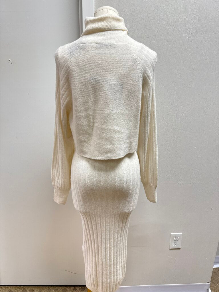 AllSaints Ivory Ribbed Dress and Sweater Set