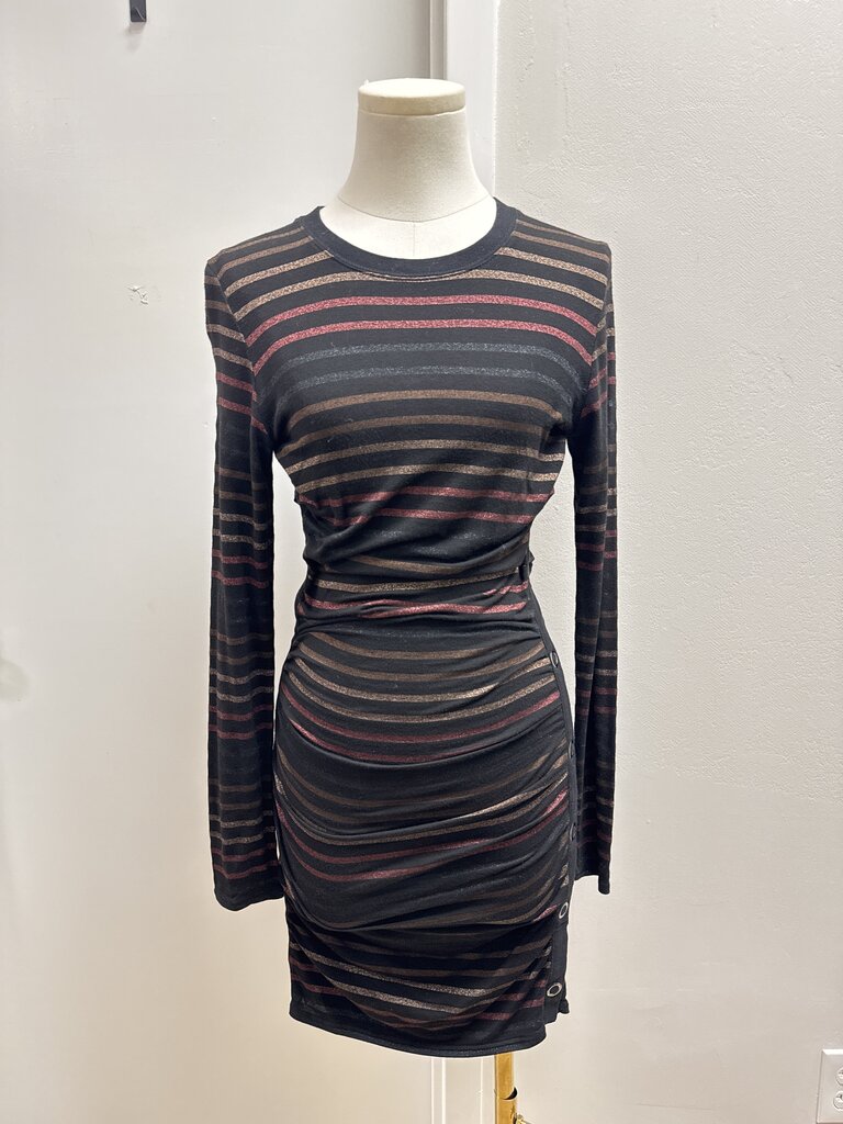 Veronica Beard Black Striped Metallic Dress