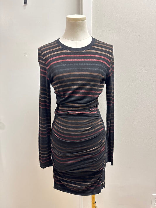 Veronica Beard Black Striped Metallic Dress
