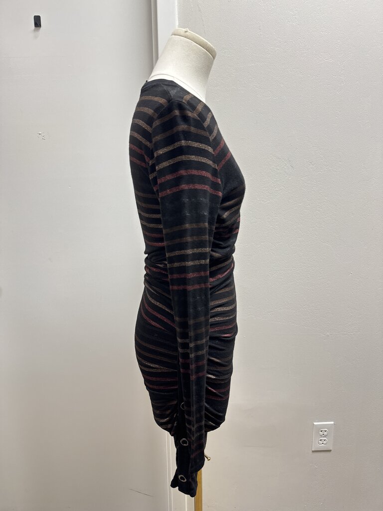 Veronica Beard Black Striped Metallic Dress