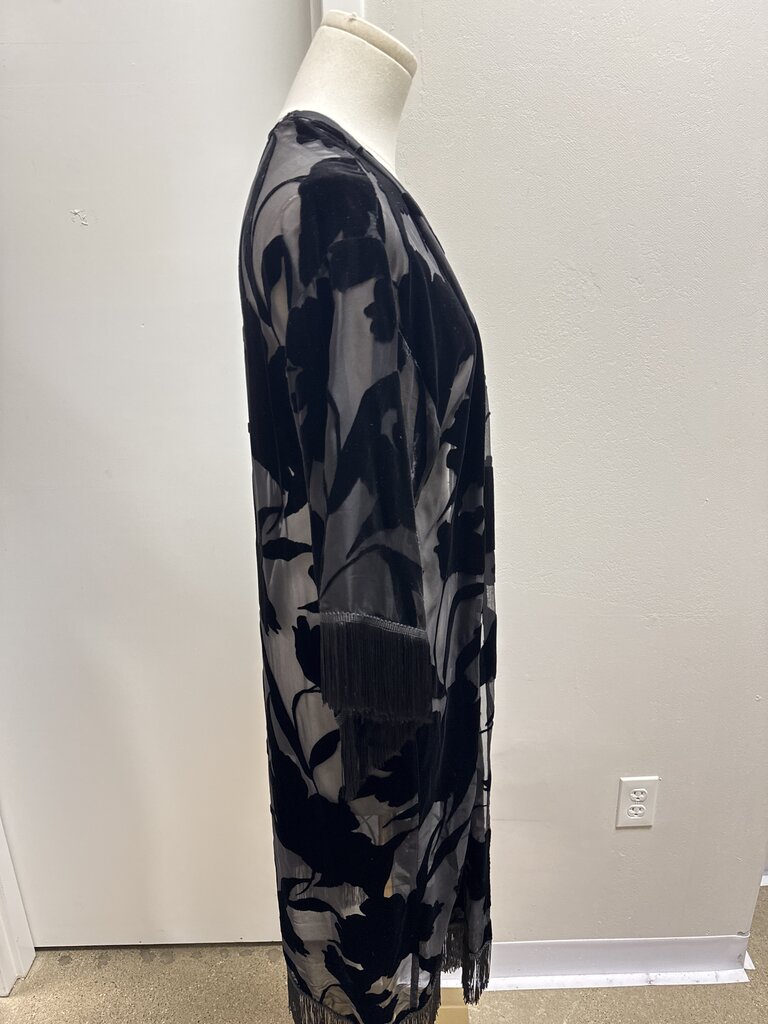 Johnny Was Black Velvet Cut Long Cardigan