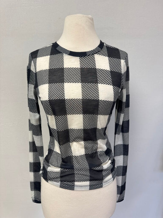 rag & bone Black and White Plaid Tissue Tee