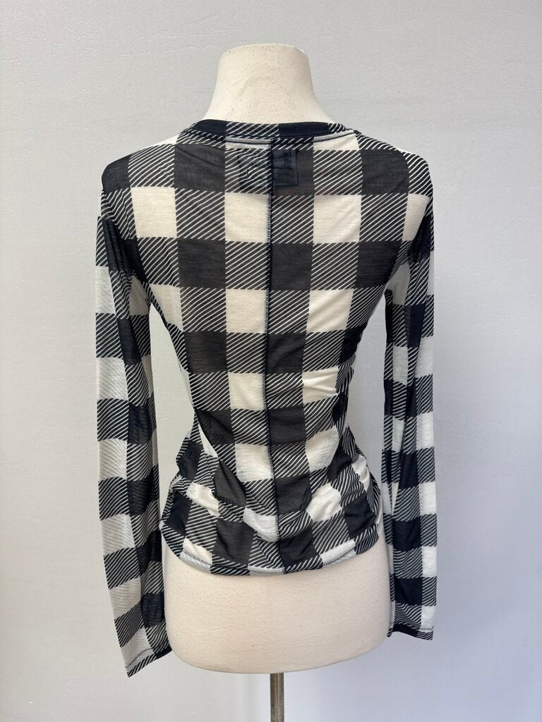 rag & bone Black and White Plaid Tissue Tee