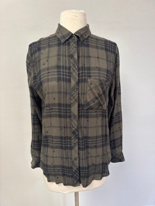 Rails Green Plaid and Stars Button Up