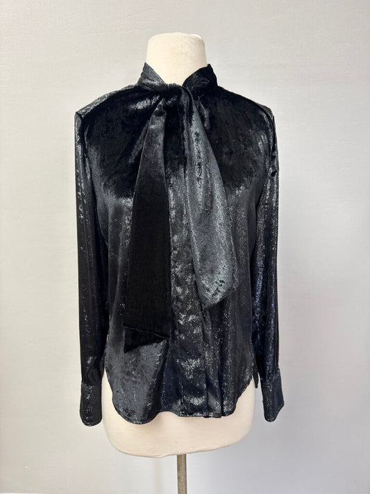 Frame Black Tie Front Blouse