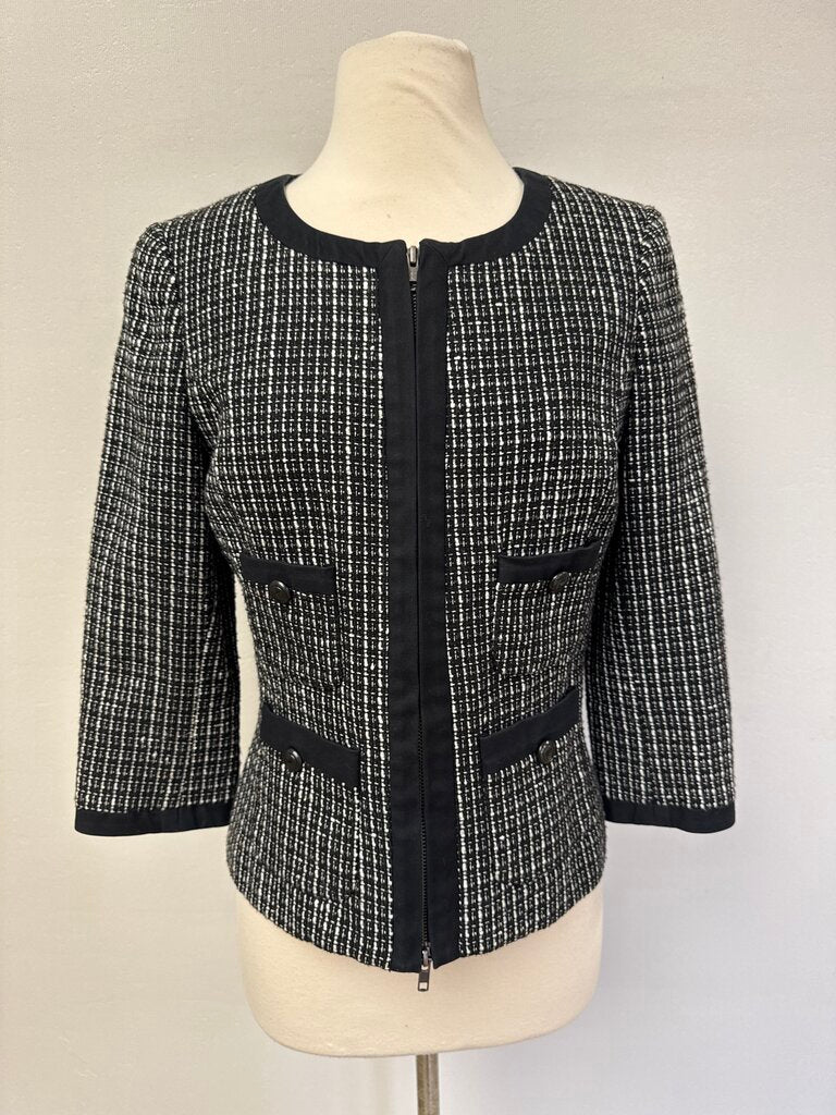 Rachel Zoe Black Tweed Cropped Jacket