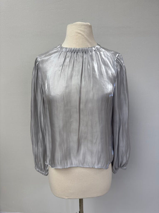Bella Dahl Silver Pleated Top