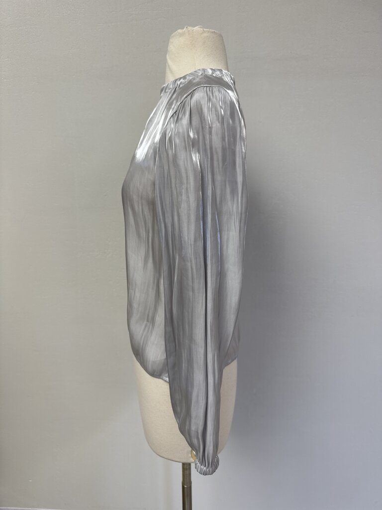 Bella Dahl Silver Pleated Top