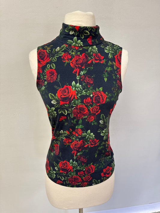 L'Agence Black Floral Sleeveless Top