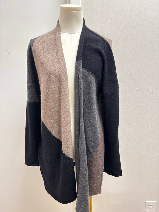 Kinross Brown and Grey Multi Cashmere Cardigan