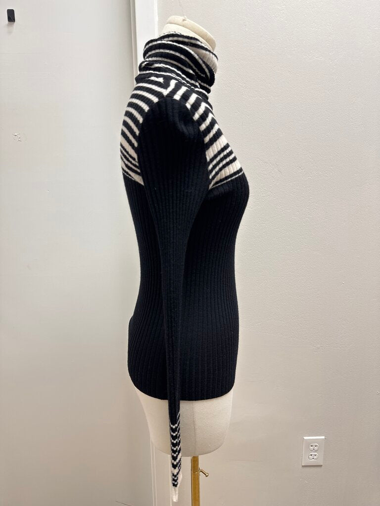 Nude Black and White Turtleneck