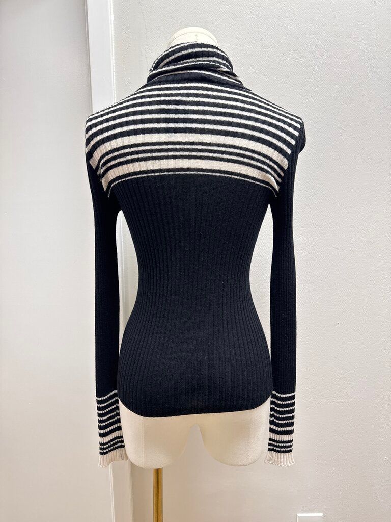 Nude Black and White Turtleneck