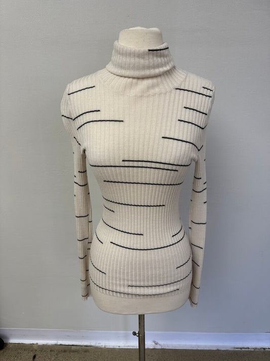 Nude Ivory and Black Turtleneck