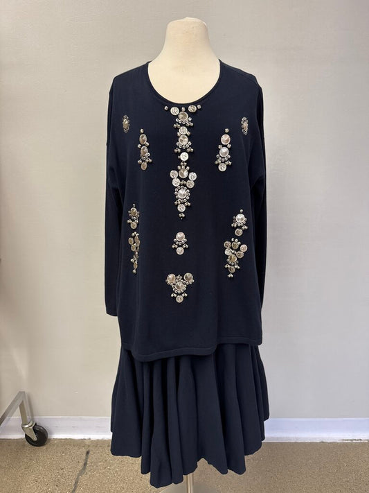 Altuzarra Navy Silver Beaded Dress