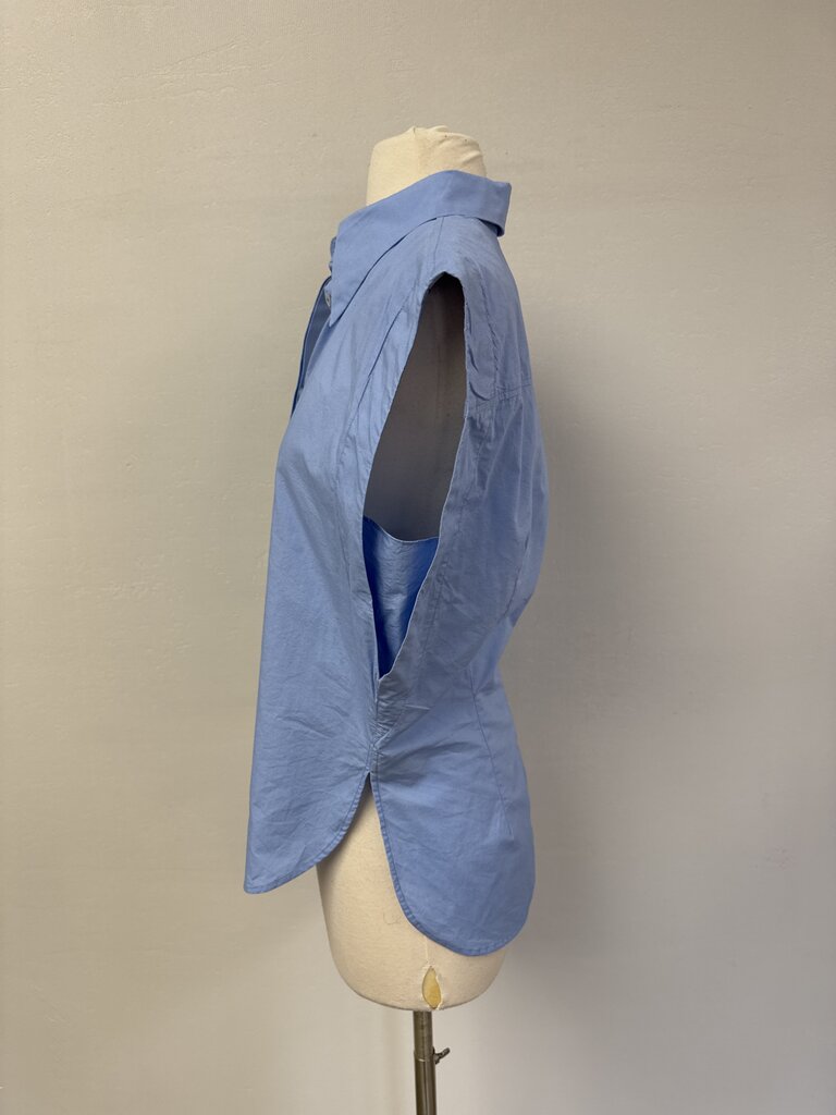 Isabel Marant French Blue Cut Off Button Up