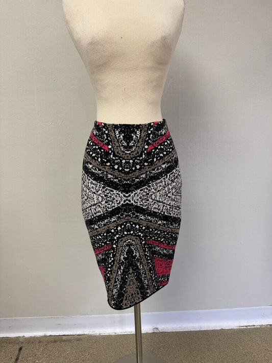 DVF Black Scarf Printed Knit Skirt