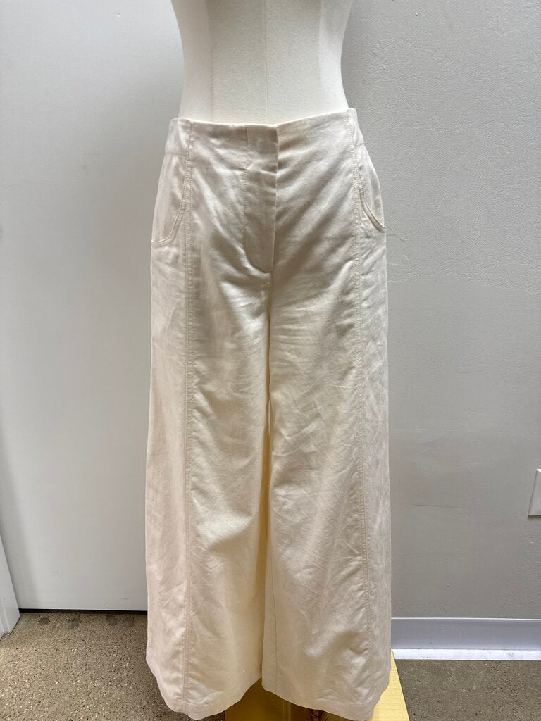 TWP Bone Wide Leg Linen Trouser
