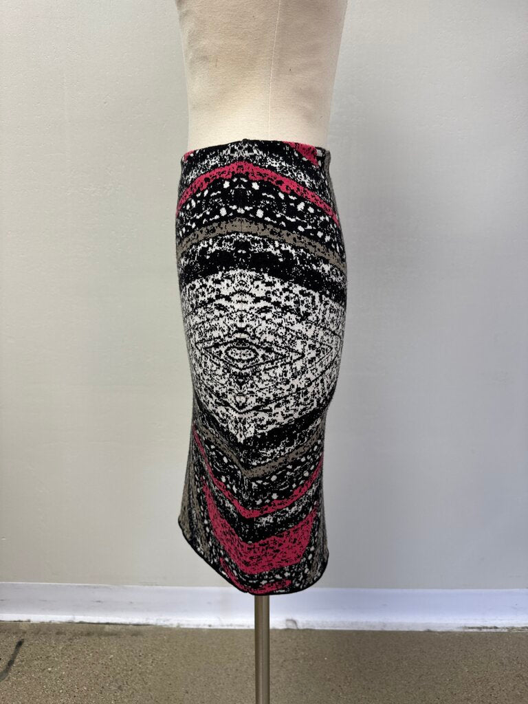 DVF Black Scarf Printed Knit Skirt