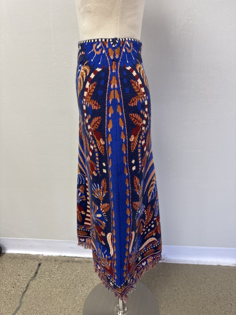 Farm Rio Blue Knit Midi Scarf Skirt