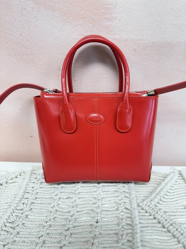 Tod's Red Top Handle w/Crossbody Strap