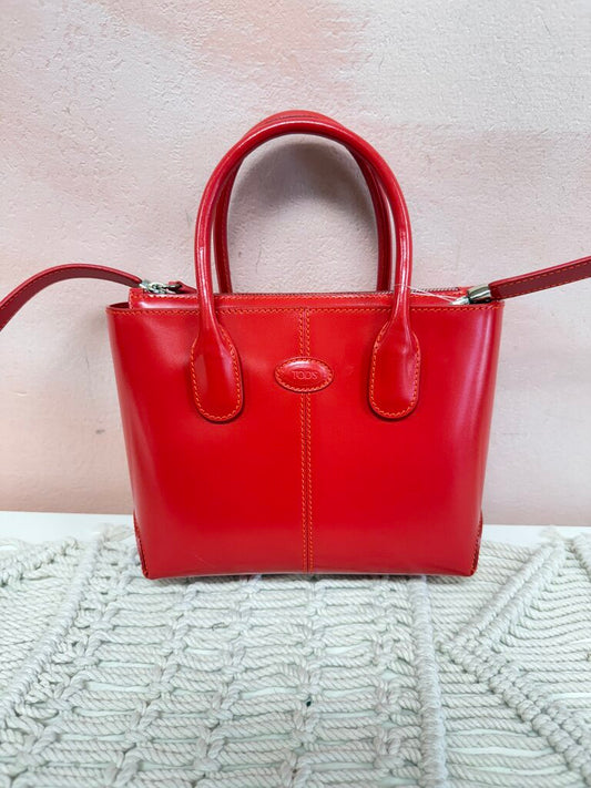 Tod's Red Top Handle w/Crossbody Strap