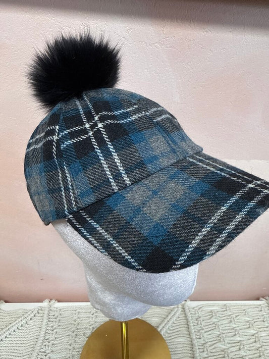 Hatattack Grey Plaid Pom Pom Baseball Hat