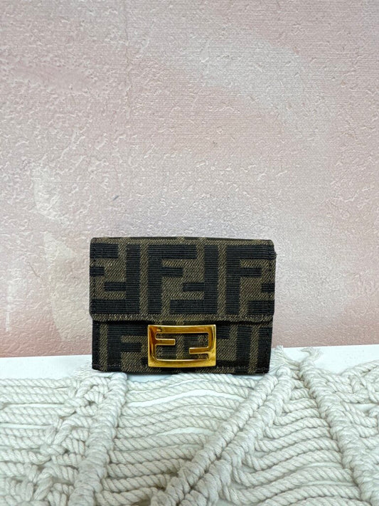 Fendi Monogram Micro Trifold Wallet w/ Dust Bag and Box