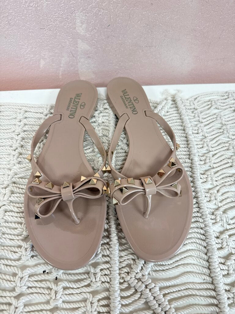 Valentino Tan Rubber Flip Flop w/ Dust Bag