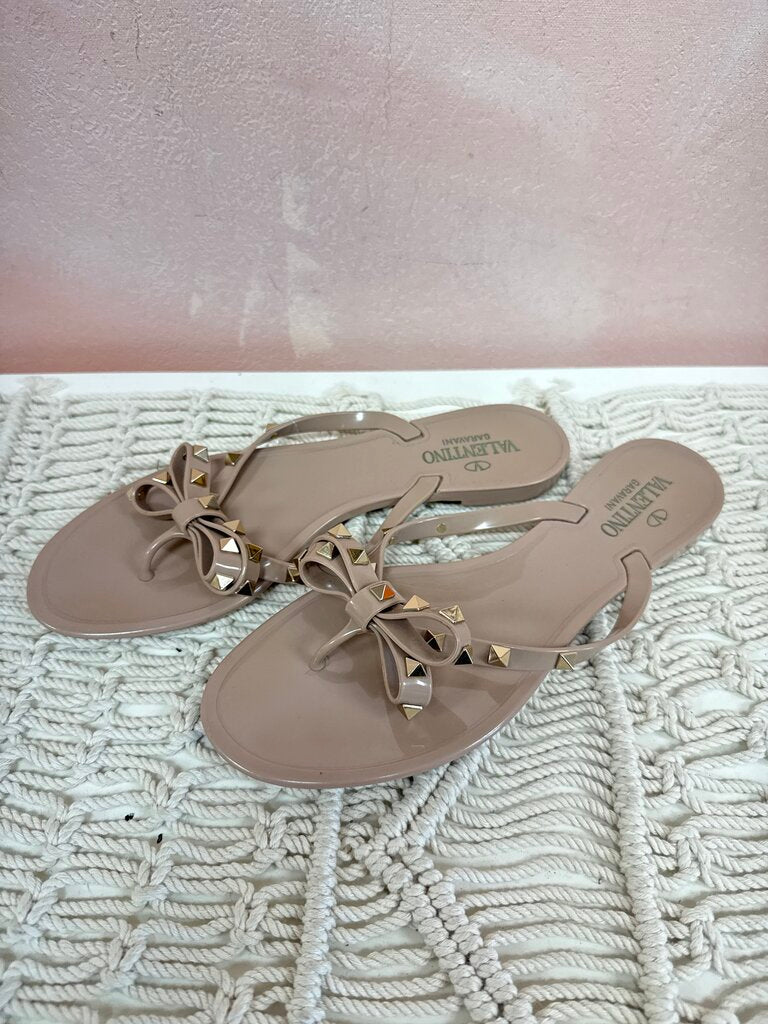 Valentino Tan Rubber Flip Flop w/ Dust Bag