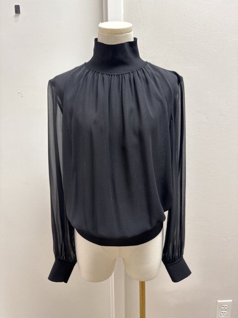 Lafayette 148 Black Mock Neck Blouse